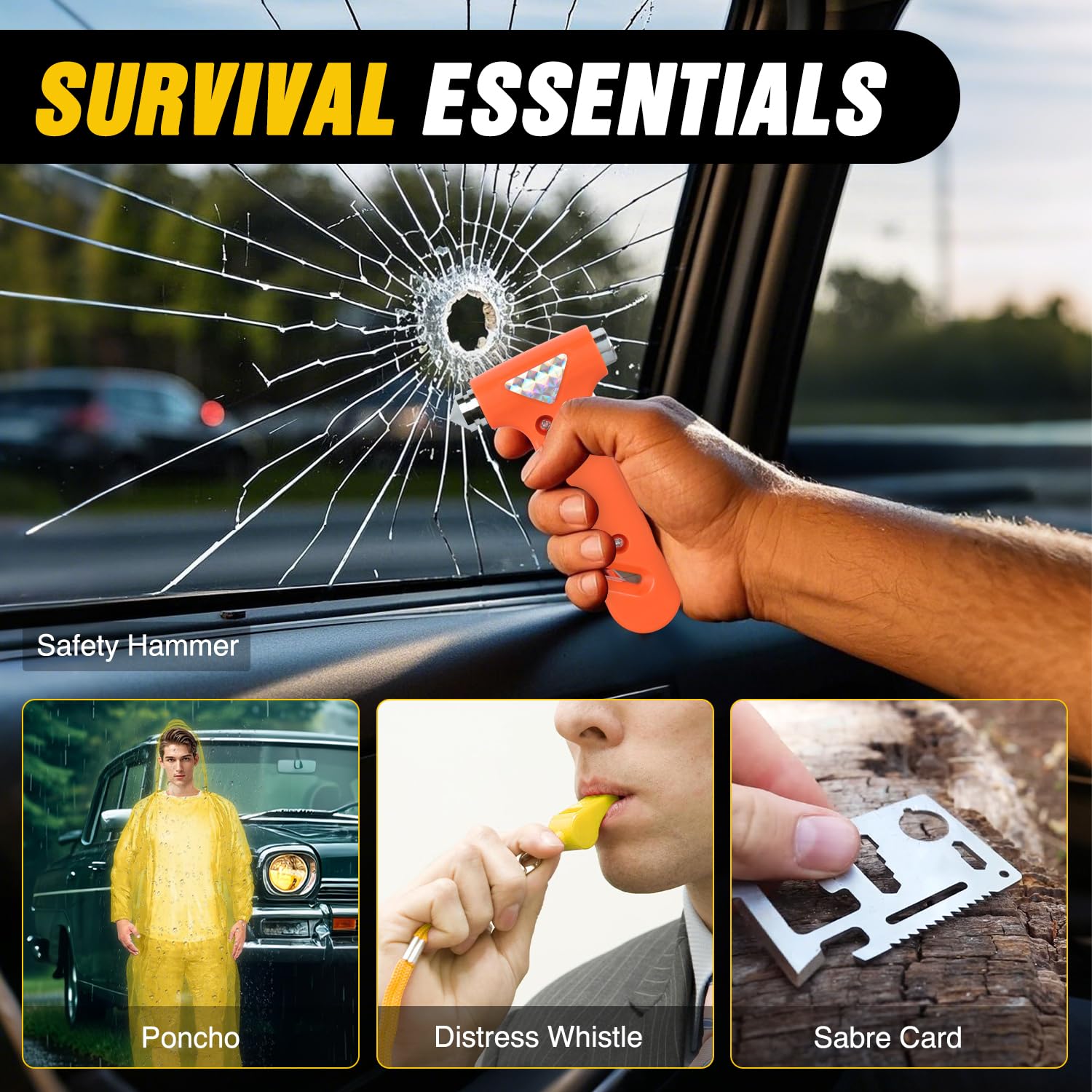Nilight Kit de Emergencia para automóvil con Cable de Puente compresor de Aire reparación de neumáticos Herramientas Esenciales y 44 Piezas botiquín de Primeros Auxilios, Asistencia de Seguridad en
