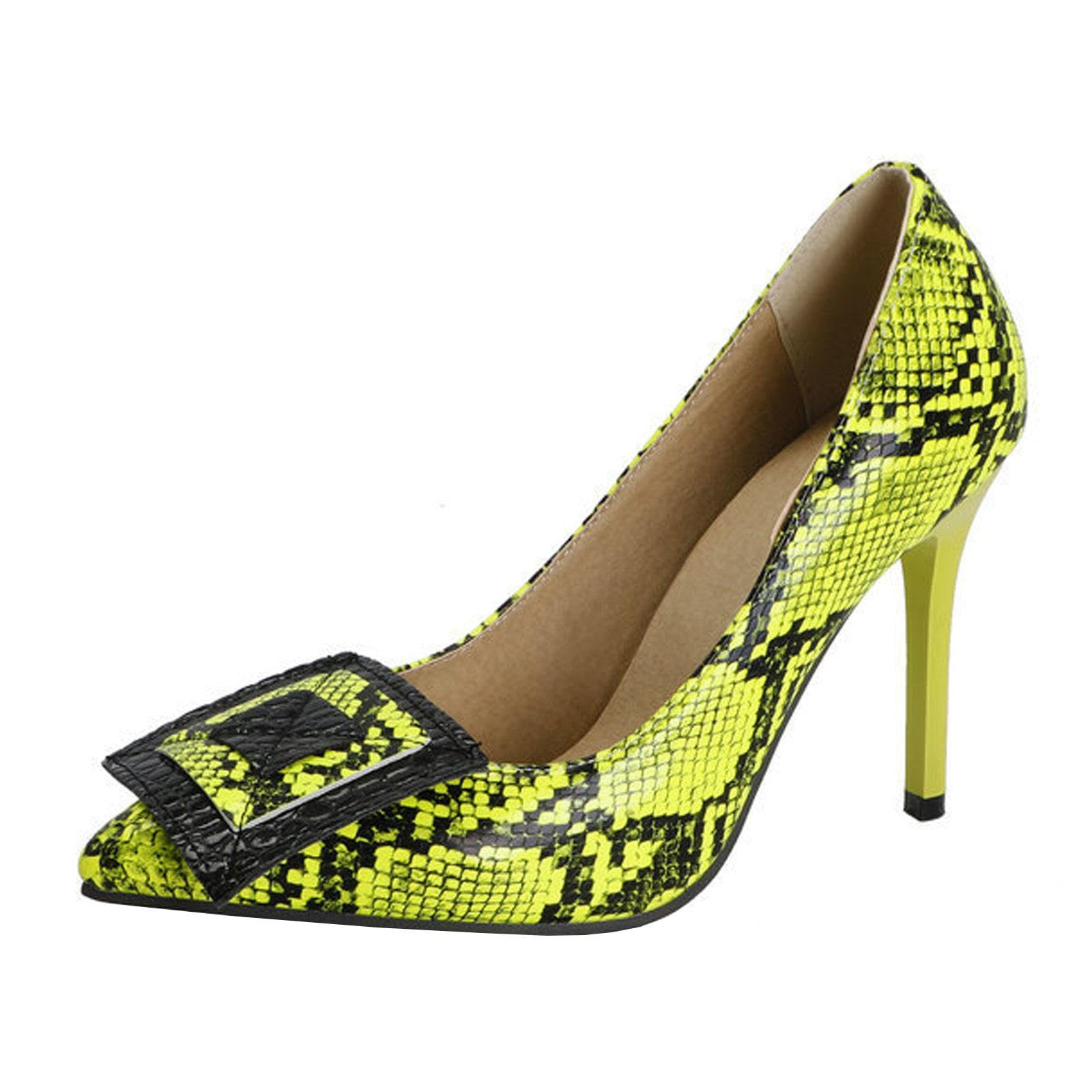 Tacones Altos Zapatos Tacón Aguja Punta Puntiaguda Mujer Cordones Clásicos Fiesta Boda Oficina 10cm,Yellow-39