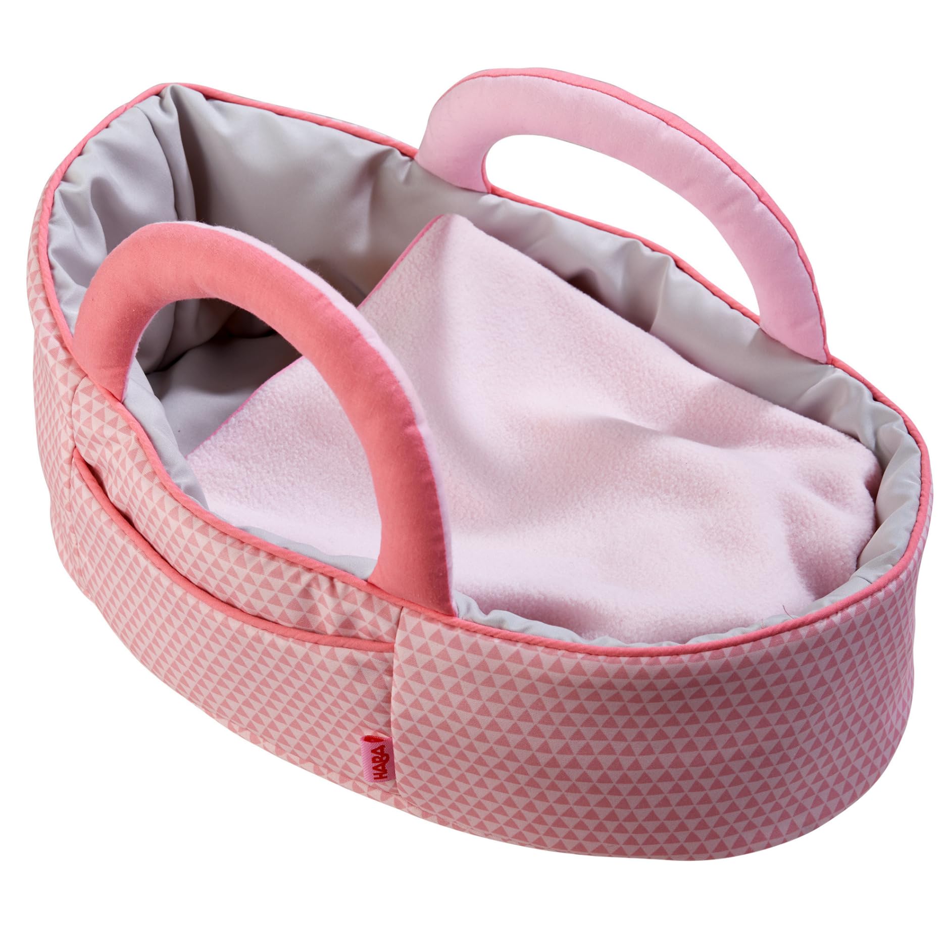 Haba Dolls Carrying Cot Pink Lightweight Doll Carrier Pram Travel Toy Set