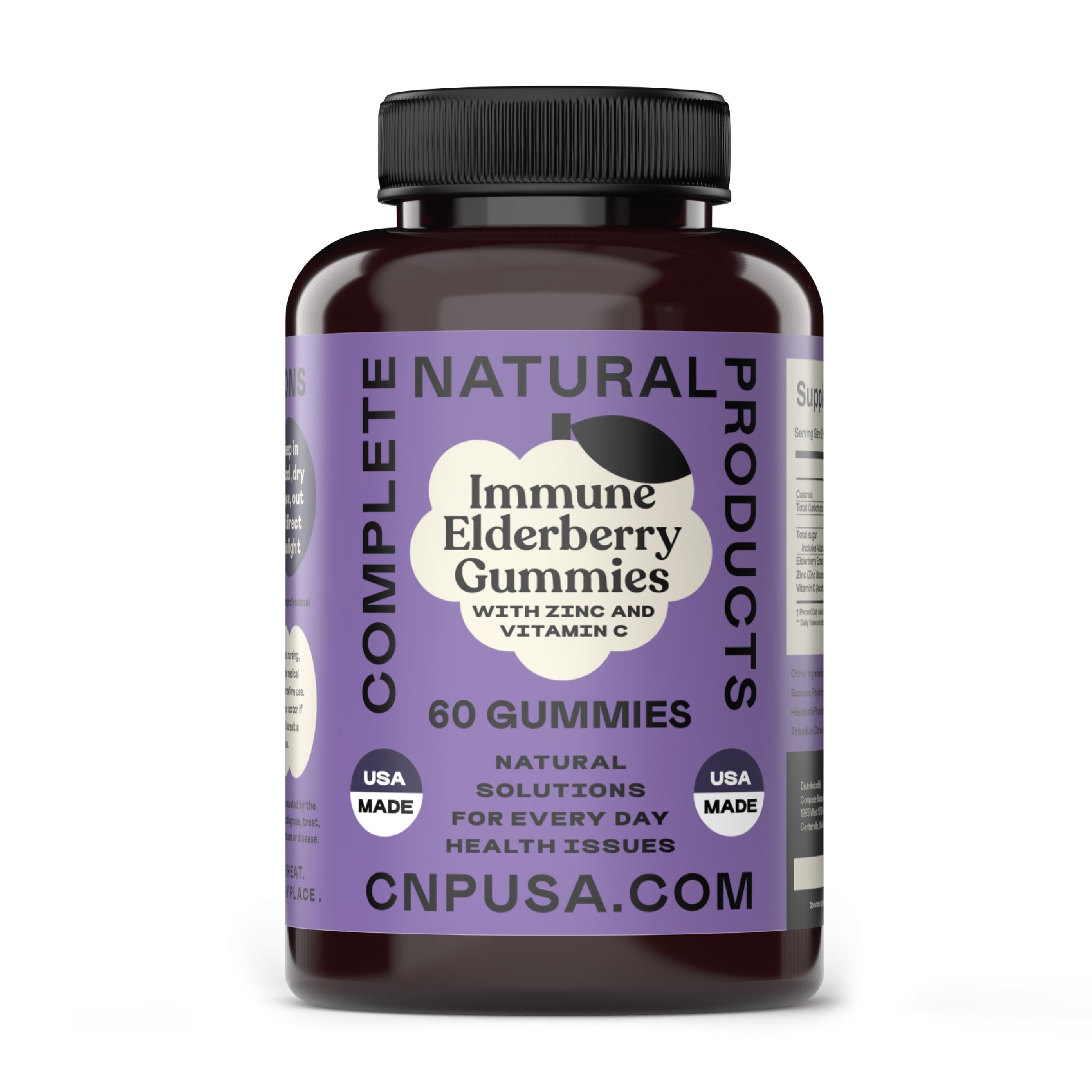 Elderberry Gummies - 60 Count Natural with Zinc, Vitamin C, & Elderberry (Sambucas)