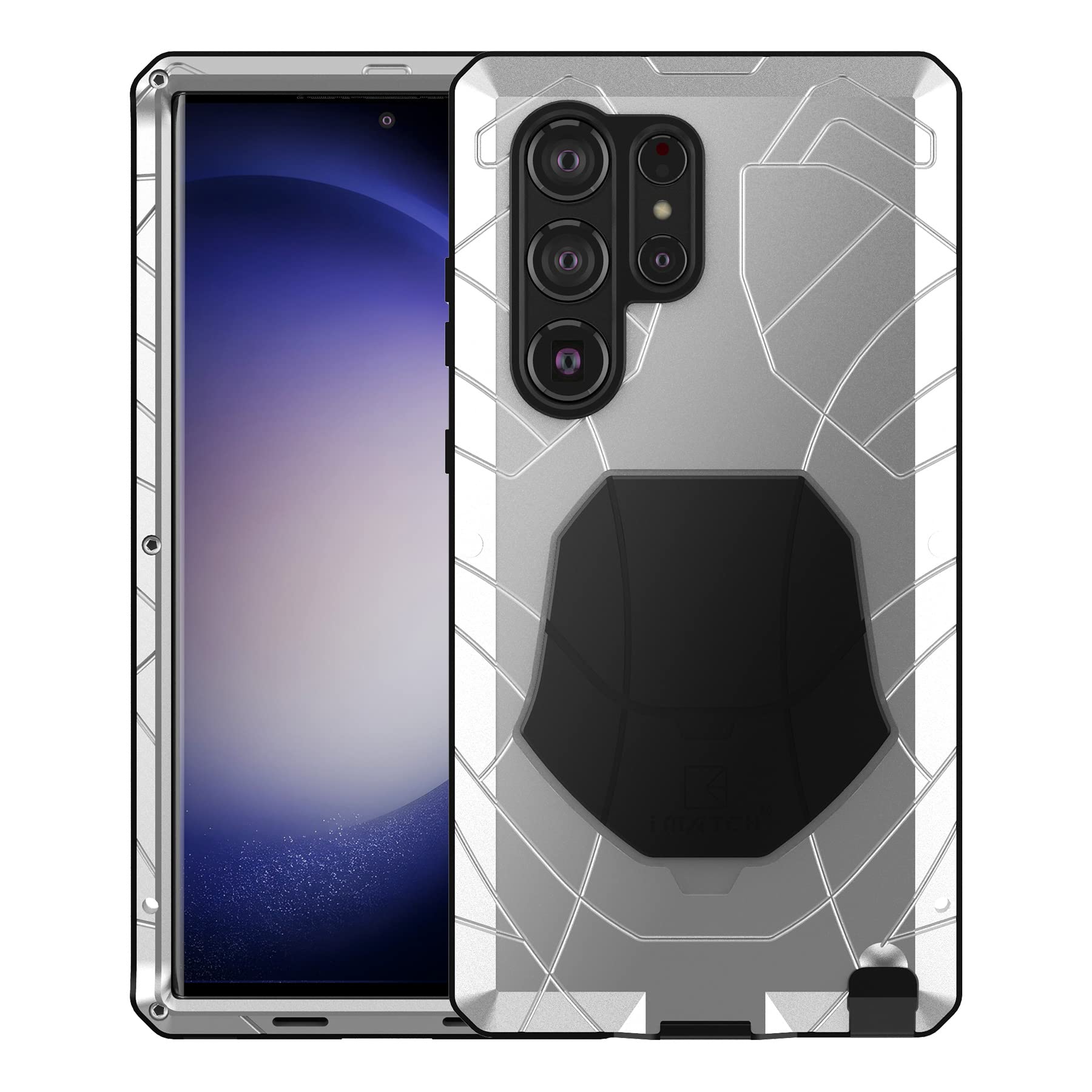 Feitenn for Galaxy S23 Ultra 5G Metal Case,Hard Cover Military Rugged Bumper Shockproof Heavy Duty Protective Case for Samsung S23 Ultra 5G 2023 (Silver)