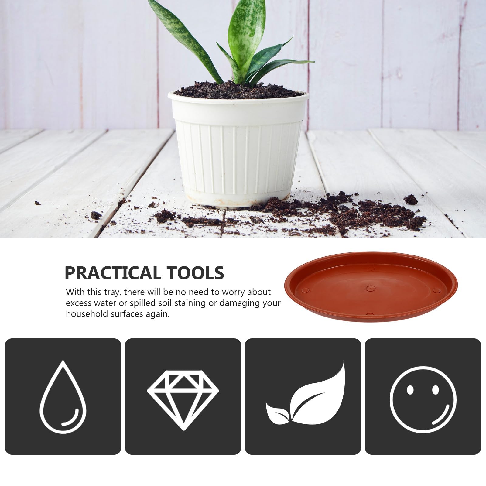 TOYANDONA Vassoi Ovali Base Resistente Previene Macchie d'Acqua e Fuoriuscite di Terra in Plastica Rossa Set 5 Pezzi per Vasi da Fiori per Piante da Interno ed Esterno