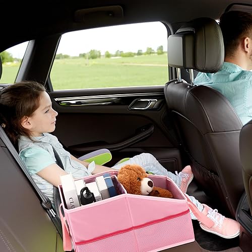 Miniatura 5 de Honeydak Organizador de asiento de pasajero, almacenamiento plegable para consola, asiento delanterotrasero con múltiples bolsillos, organizador de