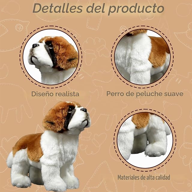 Foto 2 de 8 de Tiny Heart Animal de Peluche de Perro San Bernardo 26cm/10 Juguete de Perro San Bernardo Realista Animal…