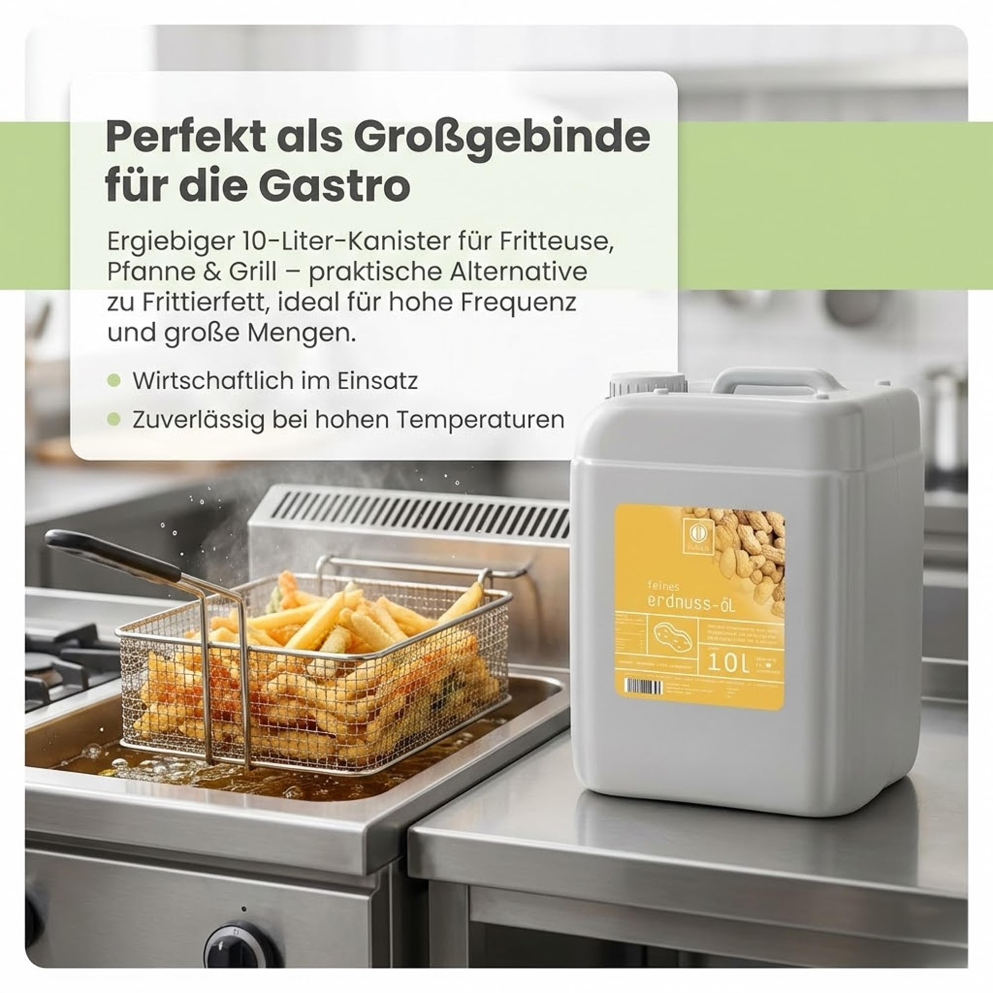 Fuduu.de - Erdnussöl, 10 L, Speiseöl zum braten, frittieren oder kochen, sehr hoch erhitzbares Bratöl, Frittieröl als Alternative zu Frittierfett, vegan & glutenfrei