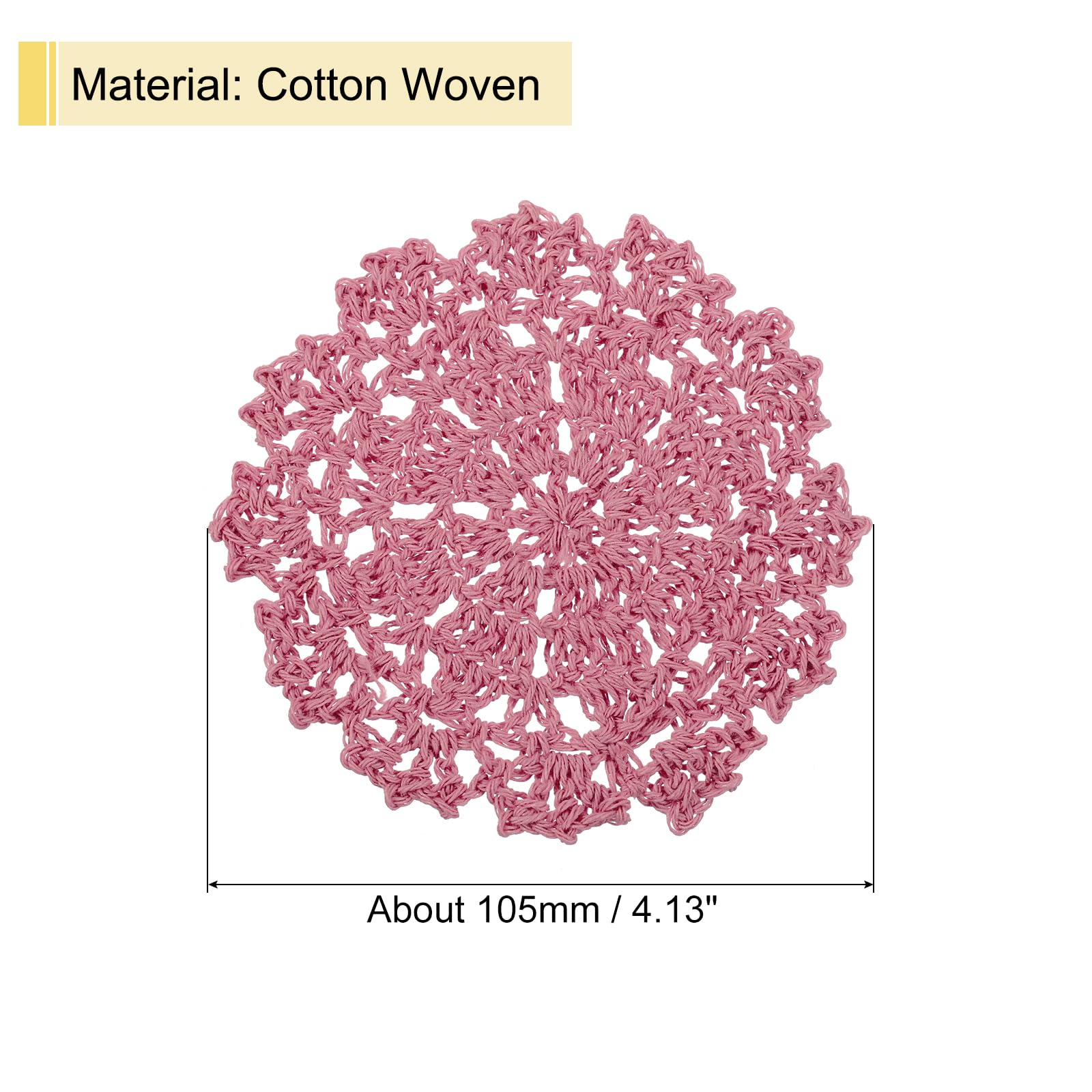 uxcell Fabric Coasters, 4pcs 4", Cotton Woven Crochet Doilies - Image 2