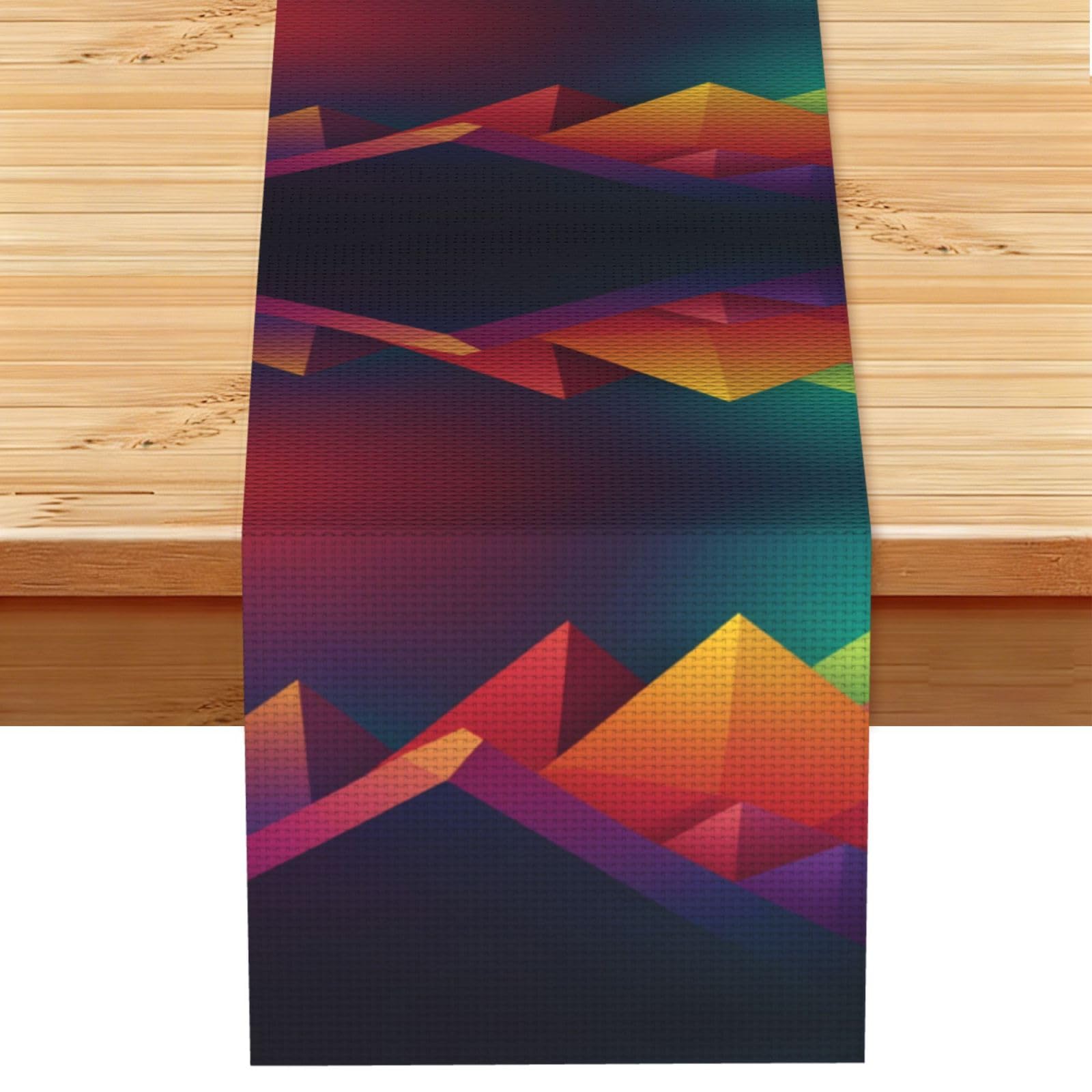Geometric gradient colors Linen Feel Table Runner Wedding Party Home Decoration