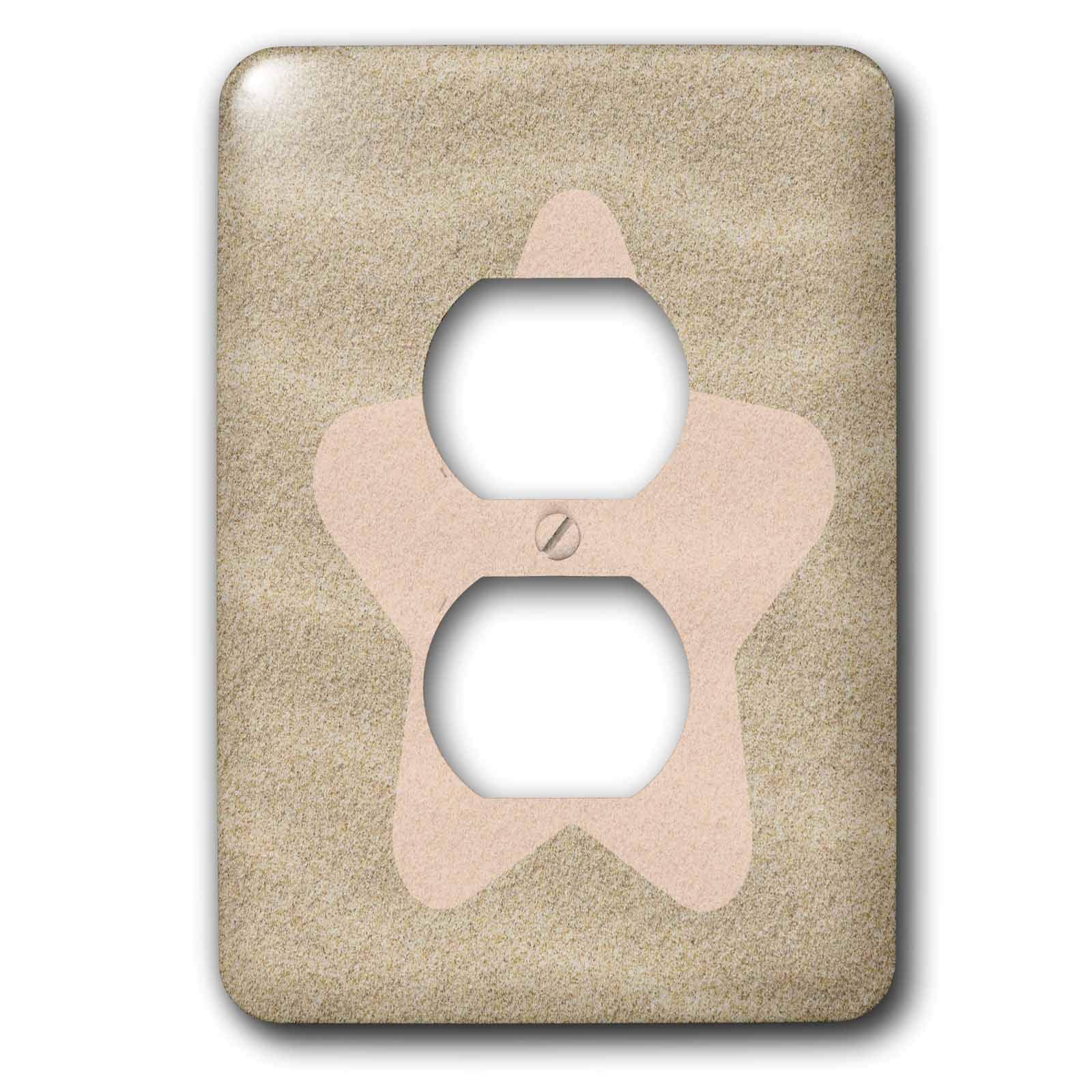 3dRoselsp_39401_6 Peach Sand Star-Fun Beach Art 2 Plug Outlet Cover