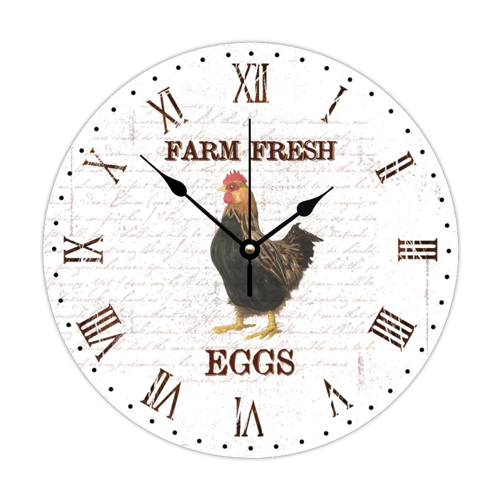 Horloge murale en bois anti tic-tac silencieuse coq rétro 38 cm