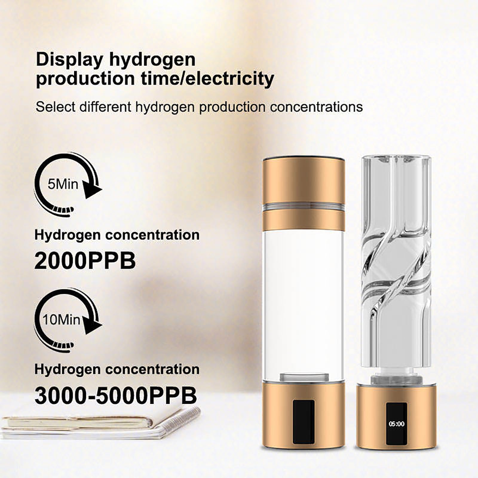 Generador de Agua de hidrógeno portátil, Recargable, 230 ml, con tecnología PEM SPE, electrólisis rápida de 5 Minutos, para el hogar, la Oficina, los Viajes y Las Bebidas