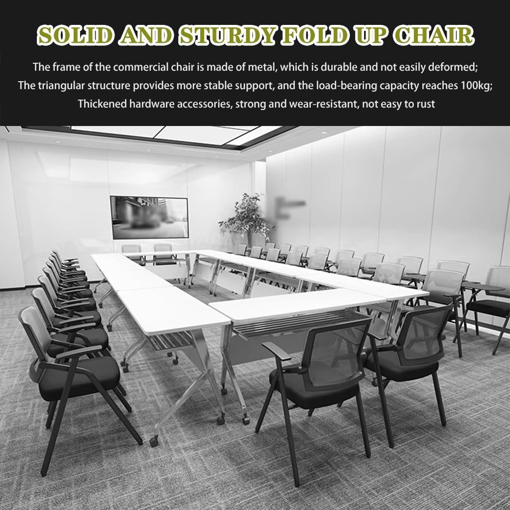 Folding Chair Folding Chairs Bulk Office Single Useful Armchair, Training Institution Folding Chair, Ergonomic Commercial Chair, with Extra Large Writing Board (Color : Grey, Size : 49 * 57 * 86cm)