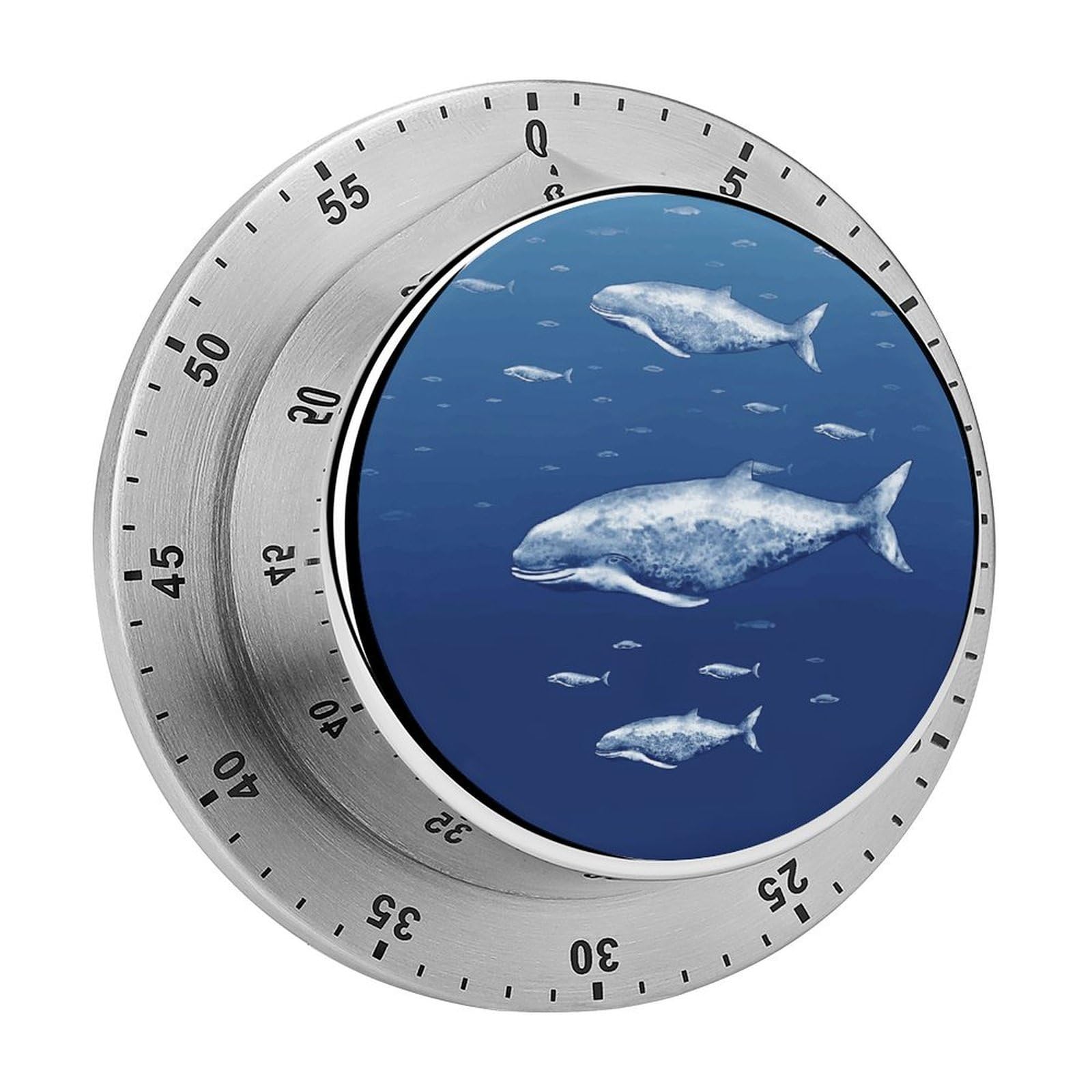 Adfgyerh Style Small Blue Whale Swimming Timer For Cooking, Kitchen Timer Magnetic No Batteries Required, Mechanical Timer With Loud Alarm, For Fitness Baking Exercise Oven