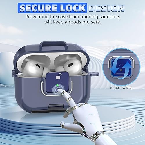 Miniatura 4 de Funda de bloqueo seguro para AirPods Pro 2 con soporte para teléfono, funda protectora de TPU suave y transparente a prueba de golpes para Airpods
