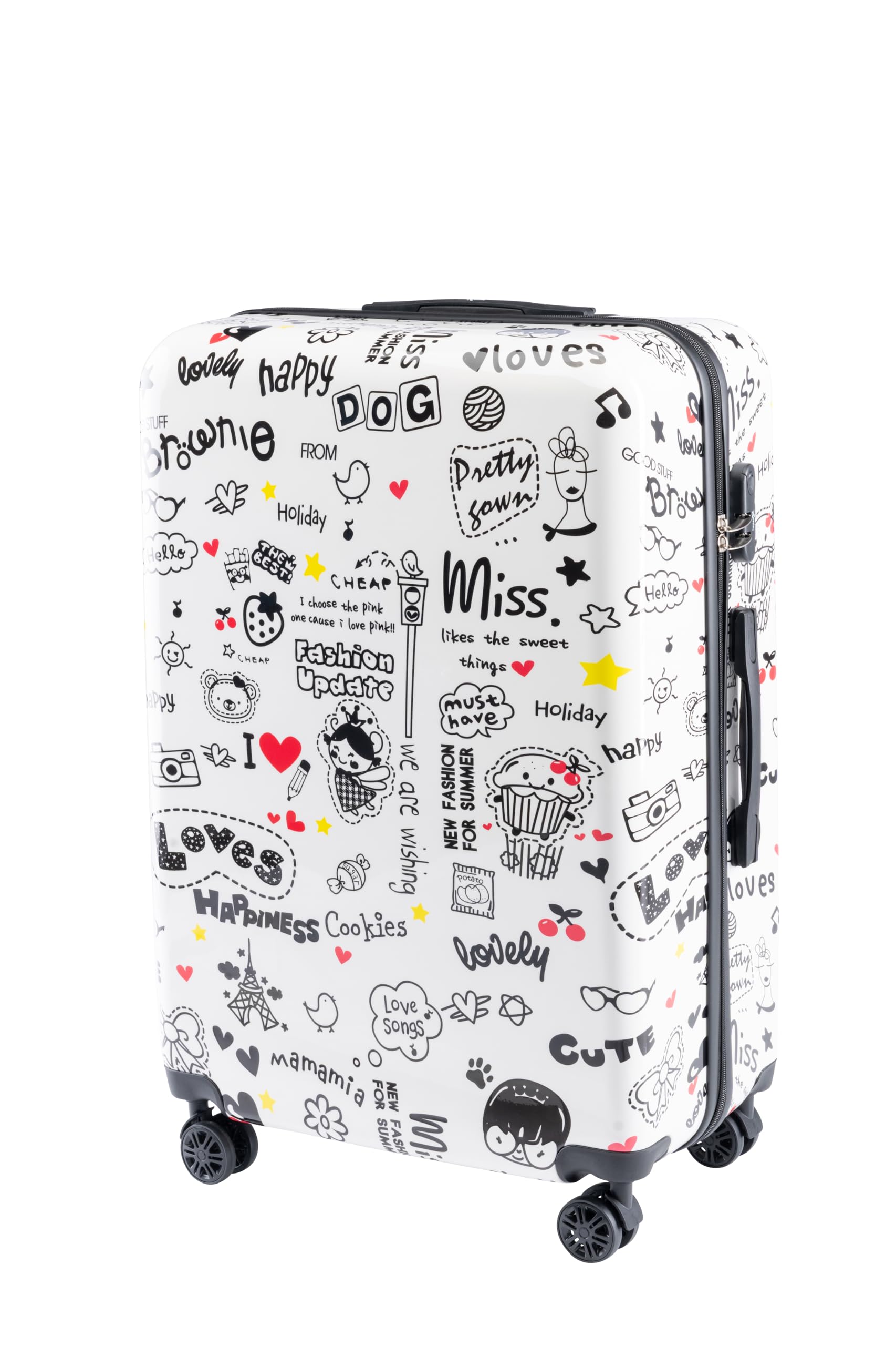 Xonic Design Reisekoffer - Hartschalen-Koffer mit 360° Leichtlauf-Rollen - hochwertiger Trolley mit Zahlenschloss Polycarbonat in M-L-XL oder Set