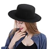 Fashion Classic Black Fedora Flat Hat, Wide Brim Jazz Hats Church Derby Cap for Women and Men Causal Wear