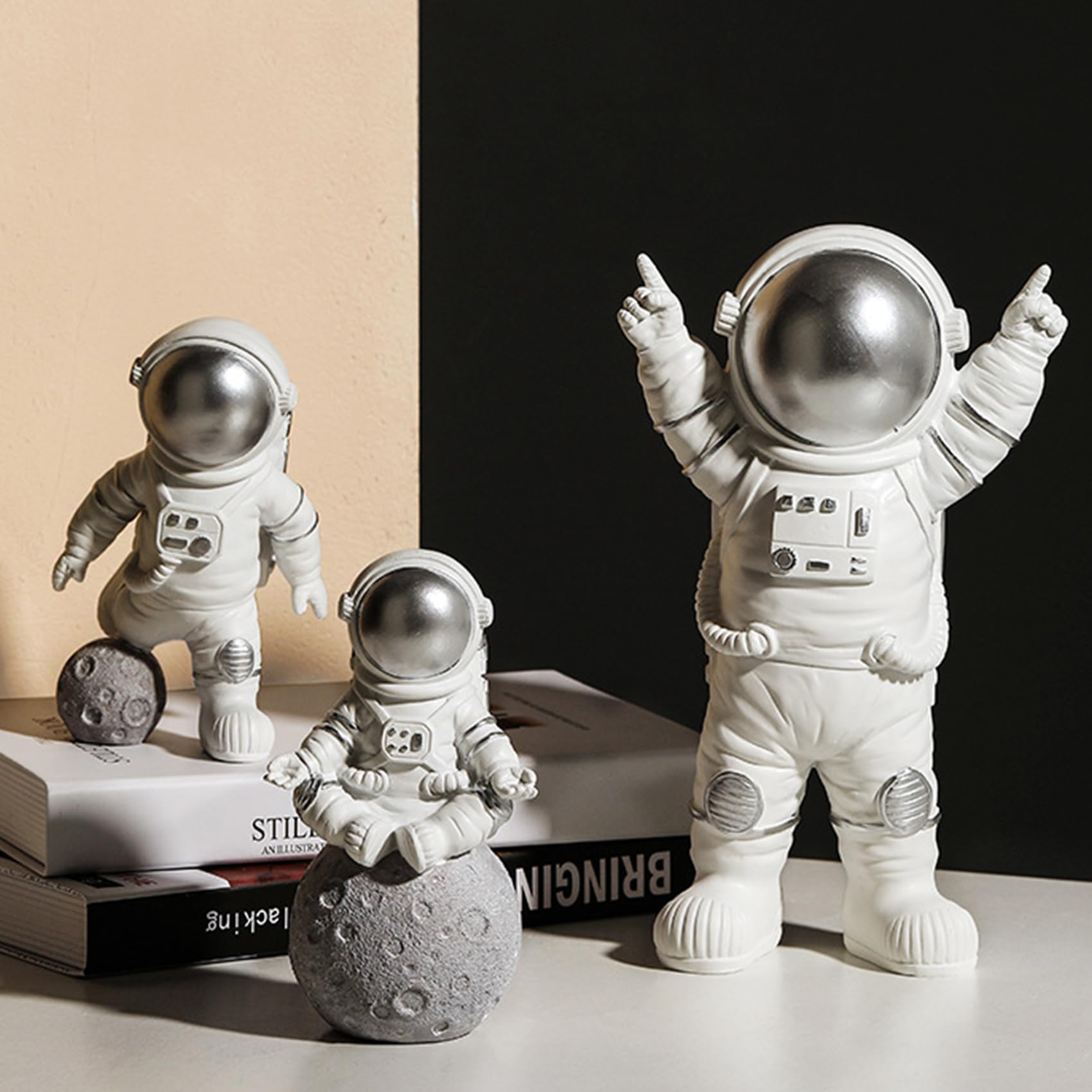 Estatuas Astronauta Arte Escultura Moderna Decoración Figura Astronauta Estatua Sala Estar Arte Artes Regalo poliresina, Dormitorio, Decoración temática Astronauta, Adorno (Gold,A)