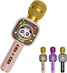 Kids Karaoke Microphone Mini, Bluetooth Voice Changer Toy Ages 3-12, Purple | LED Party Lights, Rechargeable Portable, Long Playtime, Duets, BT 5.3, Christmas Birthday Gifts for Toddler Boys & Girls