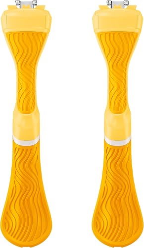Dollar Shave Club For Women | Yellow Wavy Grip Handle 2 Pack | Lightweight, Ergonomic Handles for Every Curve, Corner, and Tricky Spot | Razors for Women, Womens Razors for Shaving