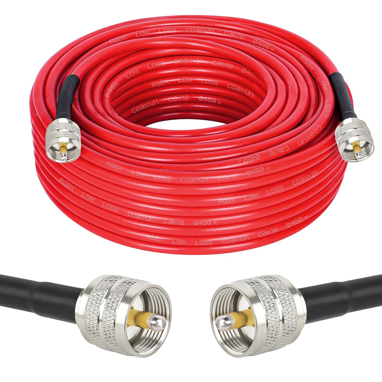 RG8X Coaxial Cable 100ft,CB Coax Cable,UHF PL259 Male to Male Low Loss CB Antenna Cable 50 Ohm for HAM Radio,Antenna Analyzer,Dummy Load,SWR Meter