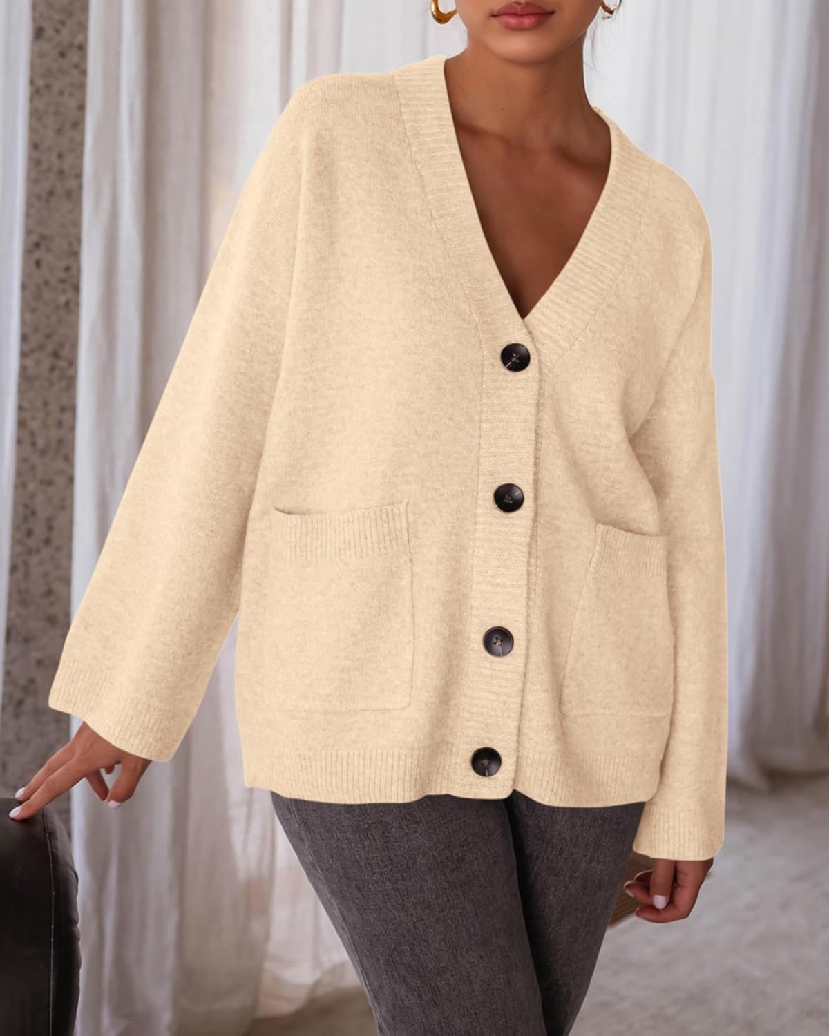 BTFBM Oversized Cardigan Sweaters for Women Trendy Fall Fashion 2025 Button Down Long Sleeve Chunky Knit Cardigans - Image 5