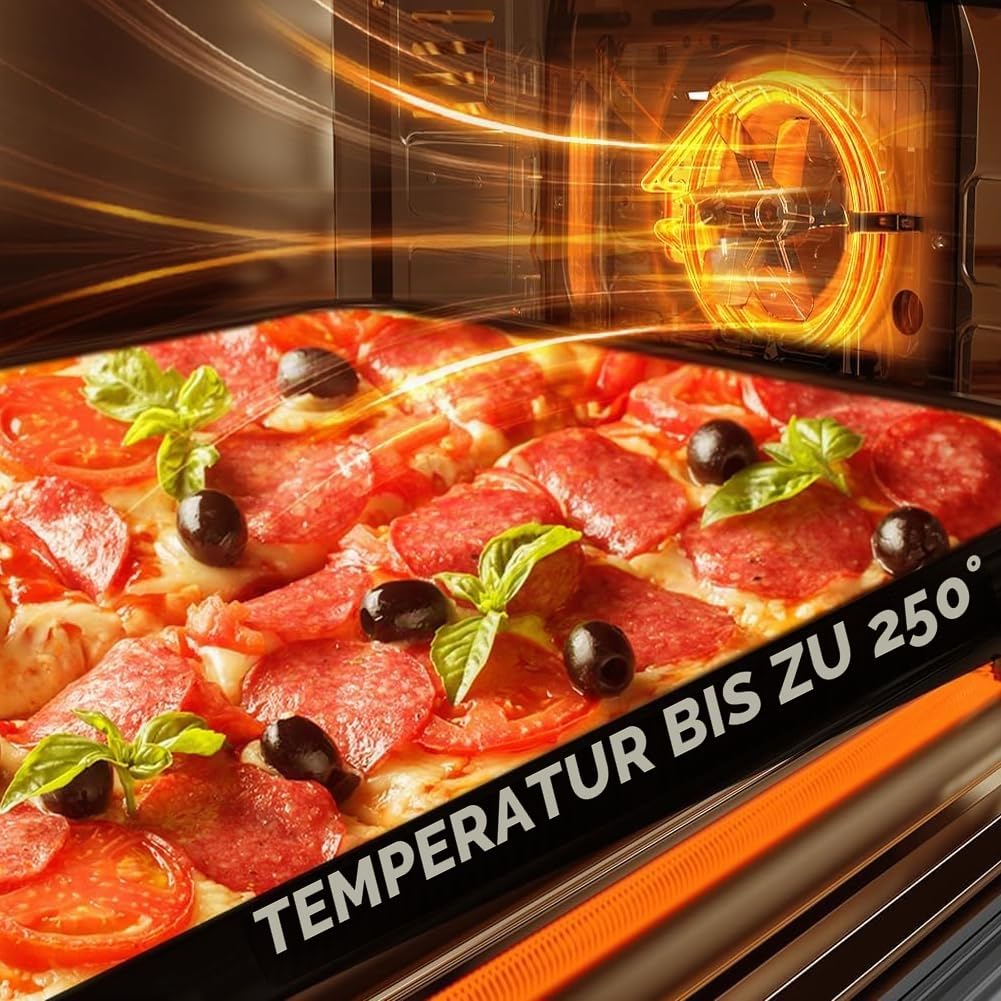 Bakaji Elektrischer Ofen mit Umluftfunktion, 70 Liter, 2500 W, bis 250°C, Timer-Funktion