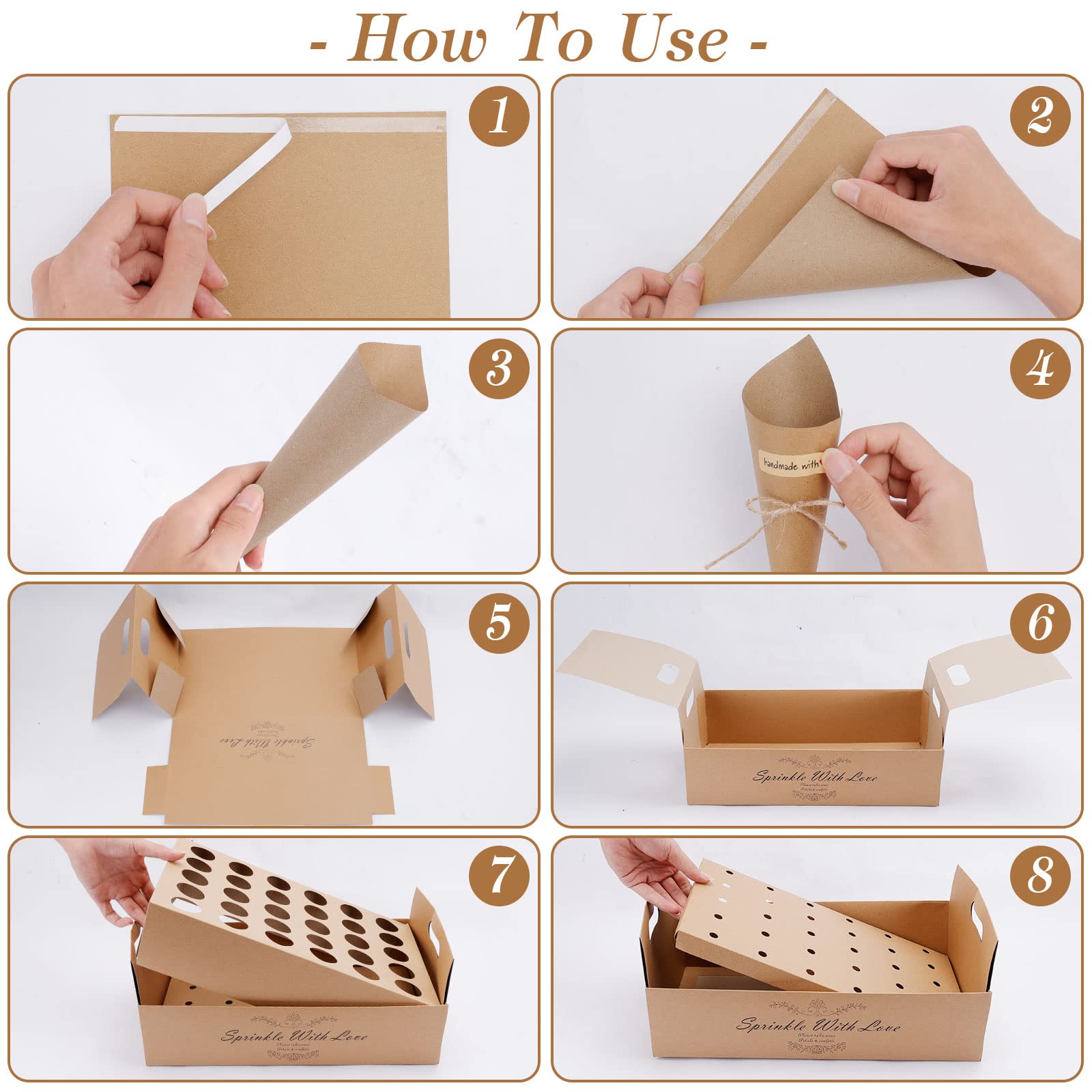 Coni Portariso Per Matrimoni - 60 Pezzi In Carta Kraft Con Accessori - Per Lancio Riso E Coriandoli - Foto 13