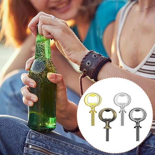 Miniatura 6 de Juego de 4 abridores de botellas de metal de acero inoxidable, accesorios para abridor de botellas roscado para abrebotellas de bricolaje, proyectos