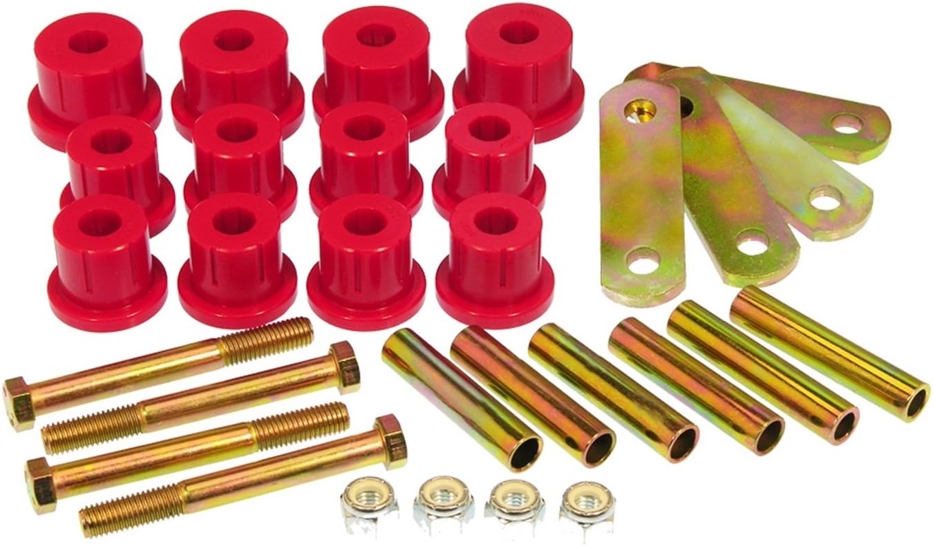 Prothane 7-1052 Red Rear Mono Leaf Spring Eye and HD Shackle Bushing Kit