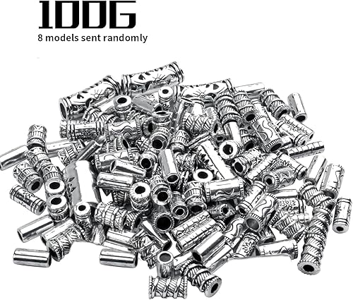 Miniatura 3 de Cuentas espaciadoras de columna surtidas de 3.53 oz (alrededor de 80 a 150 piezas) de cuentas de tubo de plata tibetana para pulseras, collares,