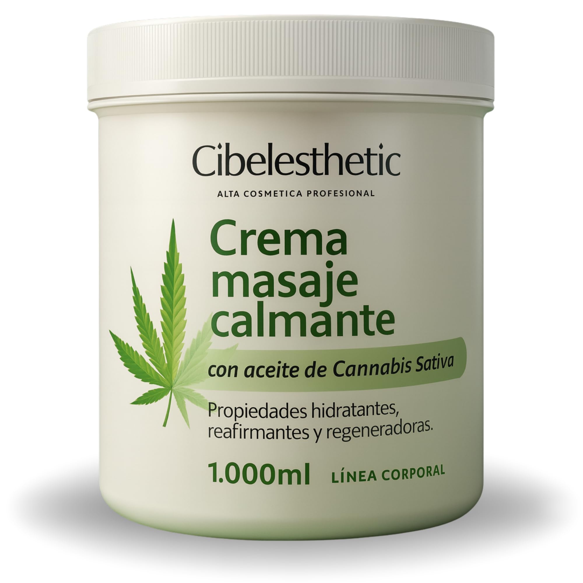 Crema CBD para masaje calmante 1000ml - Crema cannabis dolores articulares y antiinflamatoria - Masaje relajante y anti-estrés - Aporta propiedades hidratantes y regeneradoras a la piel Cibelesthetic