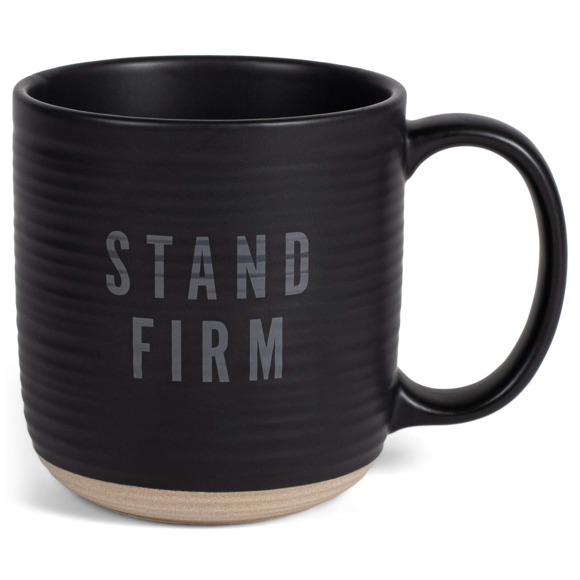 Lighthouse Christian ProductsStand Firm Scripture Textured Black 16 ounces Glossy Ceramic Coffee Mug