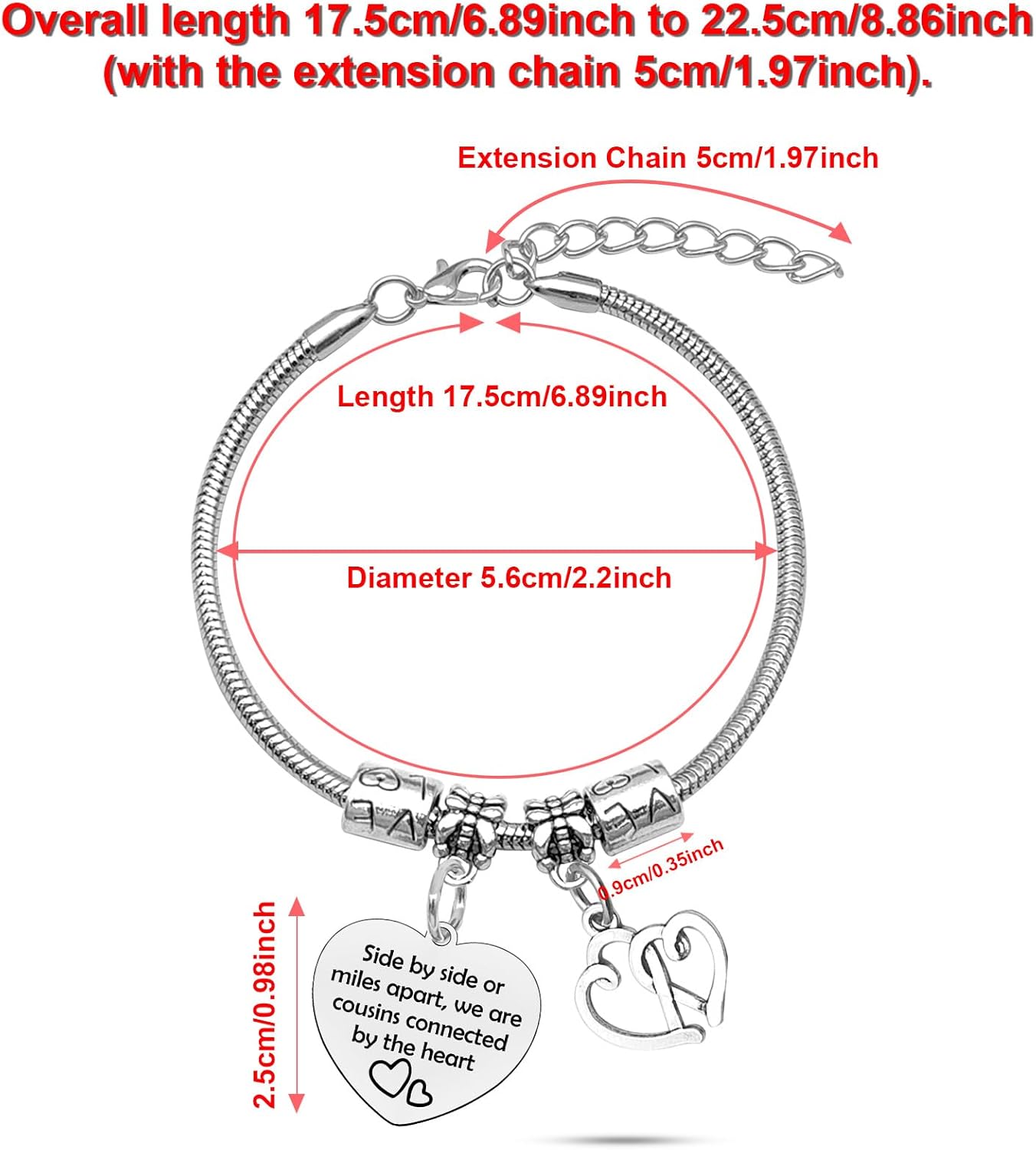 Cousins Bracelets for Women Stainless Steel Bracelets Happy Birthday Cousin Gift Female Cousin Bracelet Cousins Birthday Gifts for Women Inspirational Gifts for Friends Woman Christmas Friendship Gift - Image 4