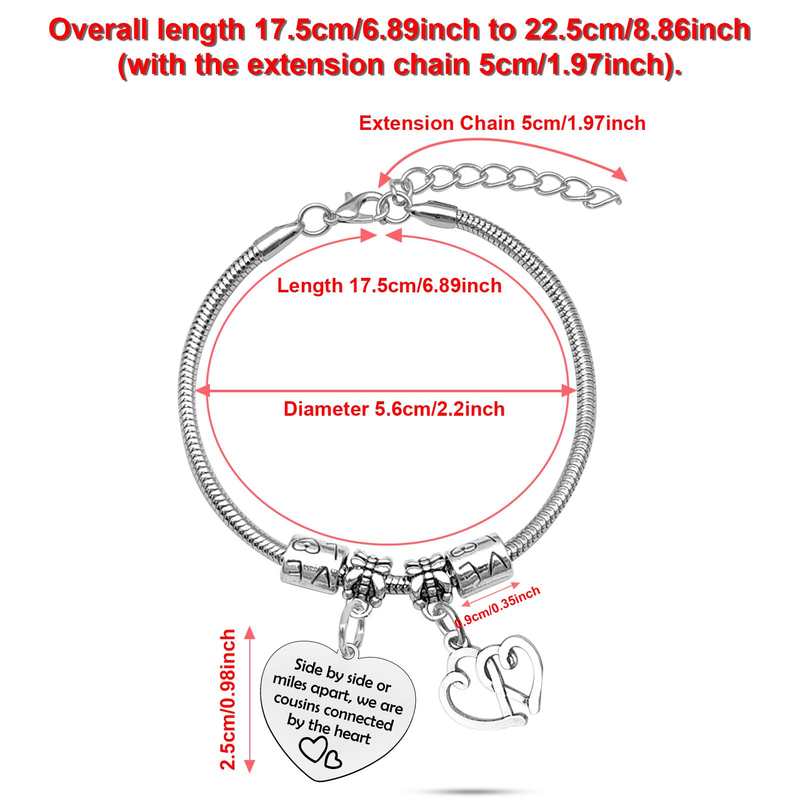 Cousins Bracelets for Women Stainless Steel Bracelets Happy Birthday Cousin Gift Female Cousin Bracelet Cousins Birthday Gifts for Women Inspirational Gifts for Friends Woman Christmas Friendship Gift