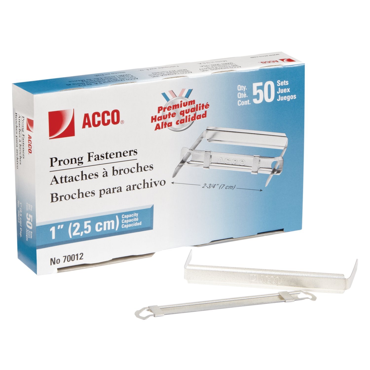 ACCO - Juego de broches para punzón de 2 agujeros 1 Case (15 Boxes)