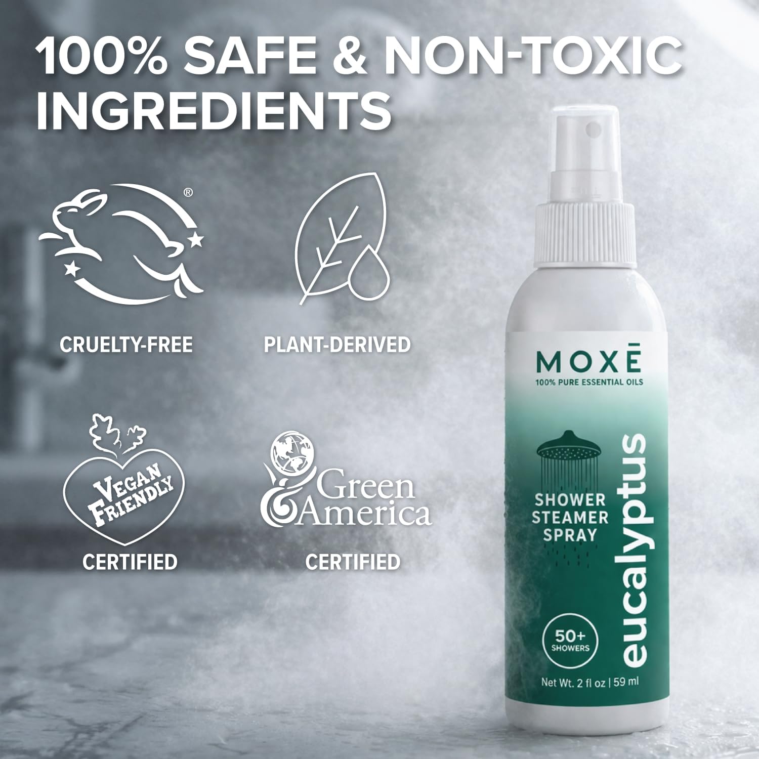 MOXĒ Eucalyptus Shower Steamer Spray for Congestion & Tension Relief, 2oz