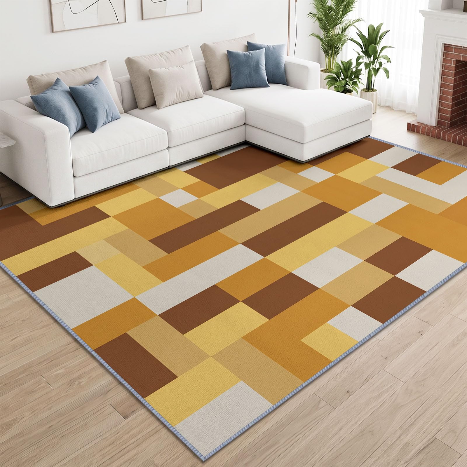 Geometryczny prostokątny kolorowy blok kolażowy dywan 160 x 230 cm zmywalny
