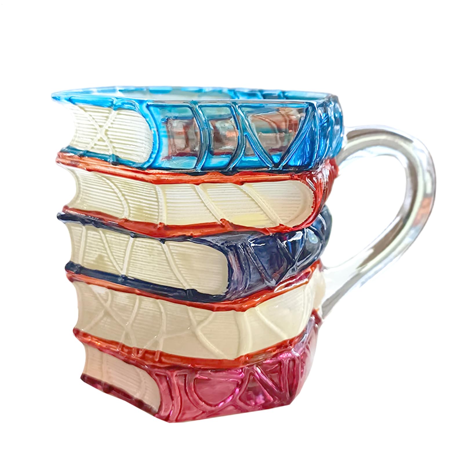 Tasse en verre livres empilés 3D de 300 ml pour lecteur