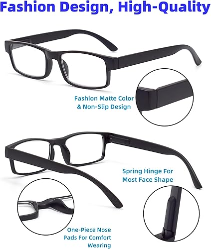 Miniatura 2 de Autojouls Lentes de lectura para hombres y mujeres, muy ligeros, con bisagra de resorte, lentes transparentes, gases para computadora