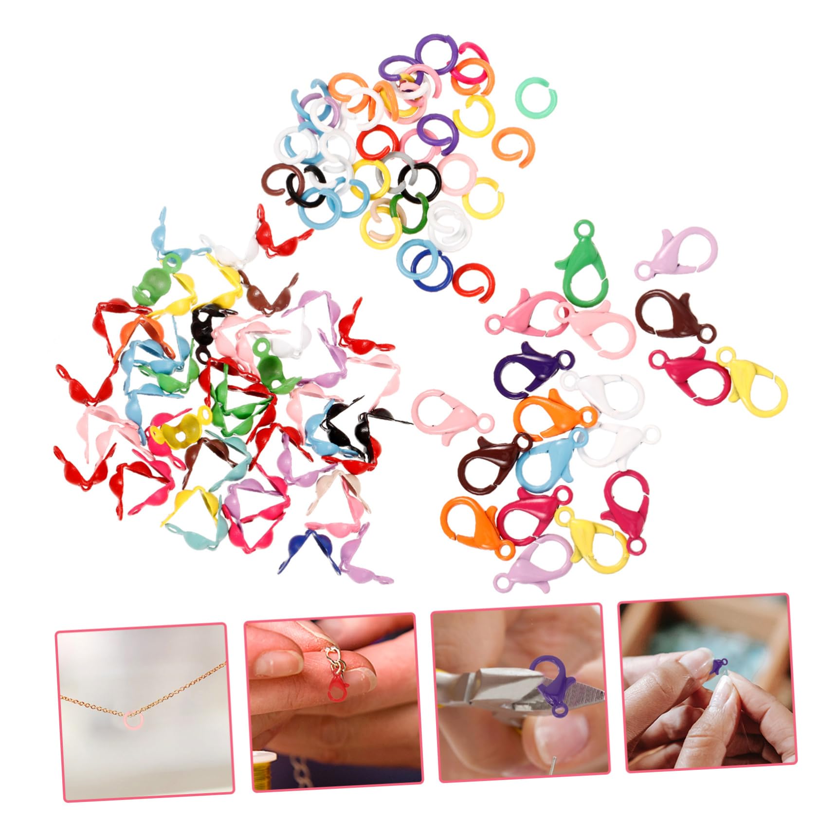 5 Set Chiusura A Moschettone Gioielli Punta Del Tallone Nodo Cappellini Fai Da Te Aperto Anello Di Salto Connettori Risultati Dei Monili Accessori Fai Da Te Collana Anello Di