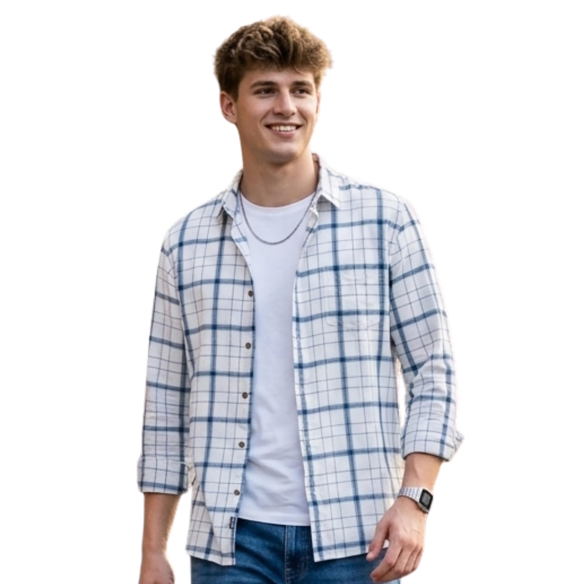 lsd Men's Cotton Printed Checks Casual & Formal Shirt - Full Sleeve Regular Fit Trendy Stylish Shirt with Pocket for Men-picture-34