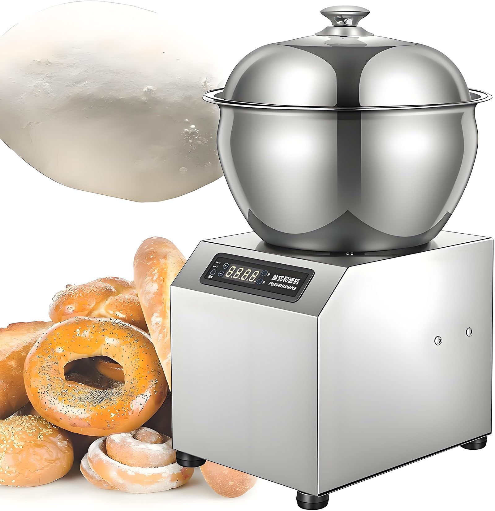 Drmoxin 5KG/8KG Electric Dough Maker,1800W Commercial Dough Kneading Machine,Stainless Steel Electric Dough Mixer for Bakery Pizzeria Restaurant 8kg