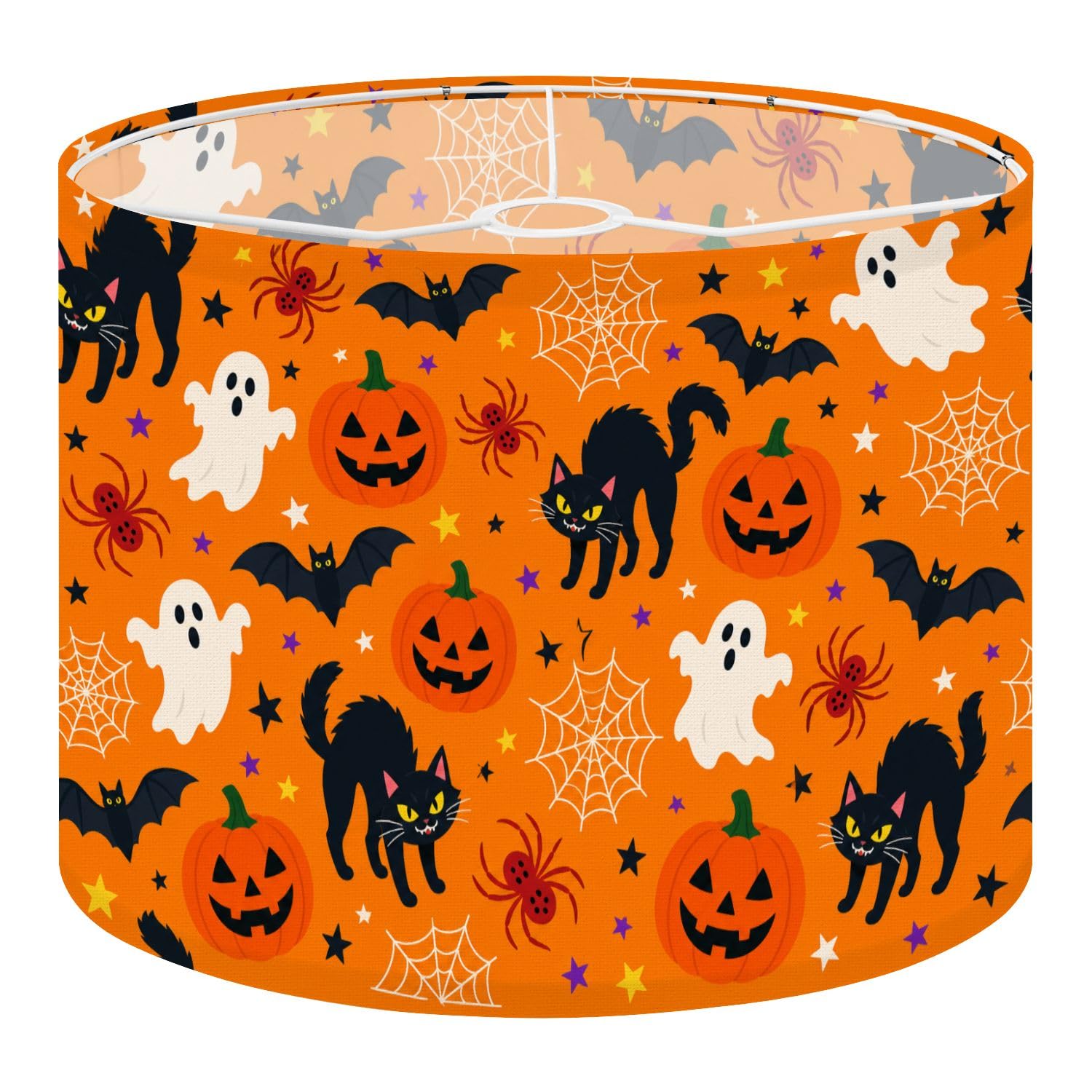 Deruinvaio Multi3 2Pcs 13In Lampshade Lamp Shade Halloween Black Cats Pumpkins Ghosts For Ceiling Light, Table Lamp Floor Lamp Easy Assembly Replacement Light Shade