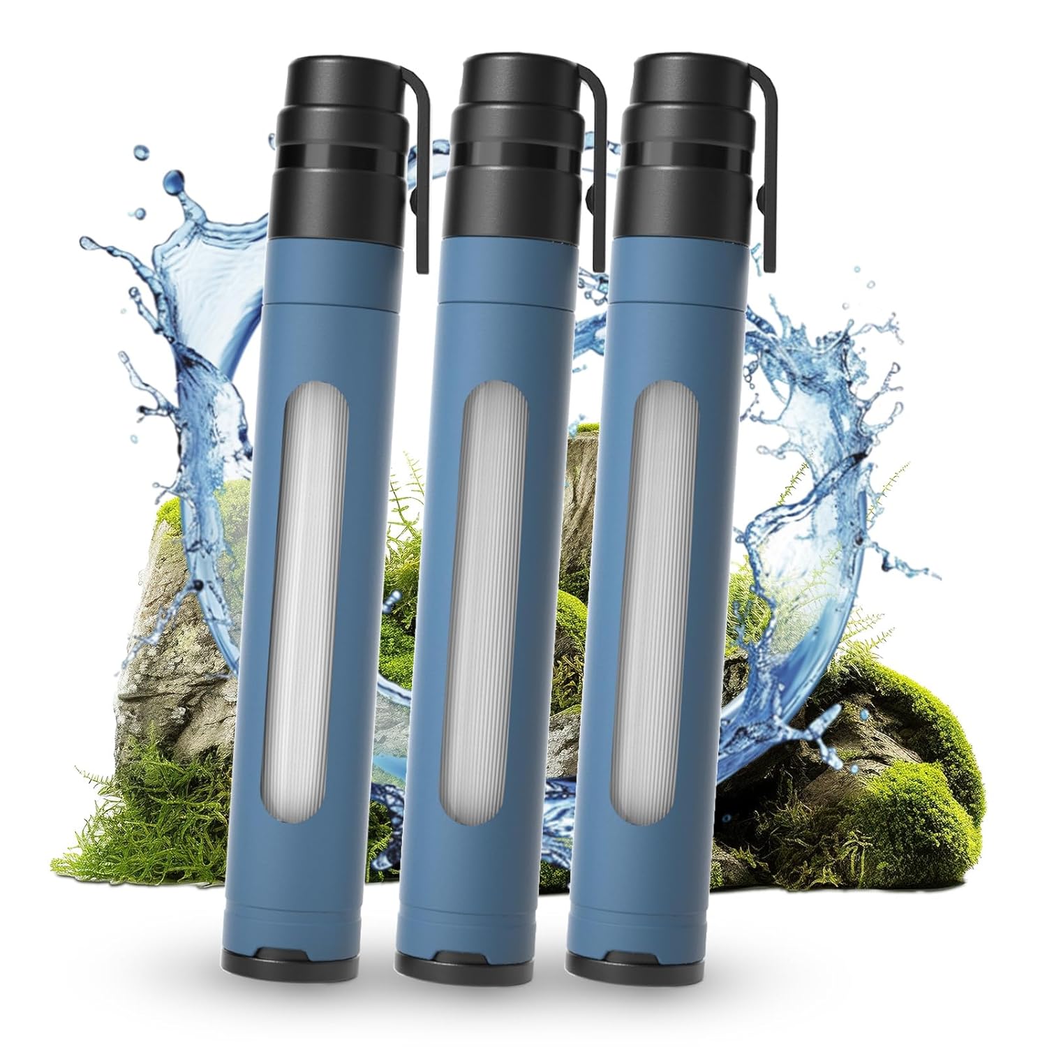 Water Filtration System with Transparent Window,Water Filter strow Survival for Outdoor & Camping Supplies | Ultralight, Portable,and Durable Emergency Water Purifier(3pc)