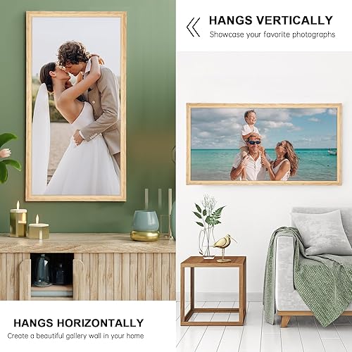 Vista 30 de GULETHUN Marco de fotos de 24 x 36 pulgadas, marco para póster blanco, decoración del hogar, marcos naturales de galería, formato horizontal