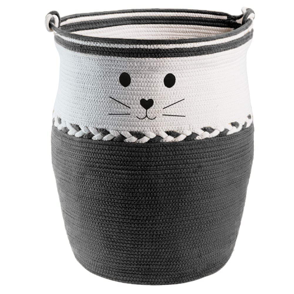 ABEERA Tall Laundry Hamper | Woven Jute Rope Dirty Clothes Hamper Modern Hamper Basket Large in Laundry Room, 25.6" Height