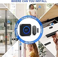 Vista 7 de Wireless Door Chime for Business When Entering Door Chimes When Door Opens for Home Door Sensor Alarm with 800Ft Range 55 Chimes 5 Volume Levels