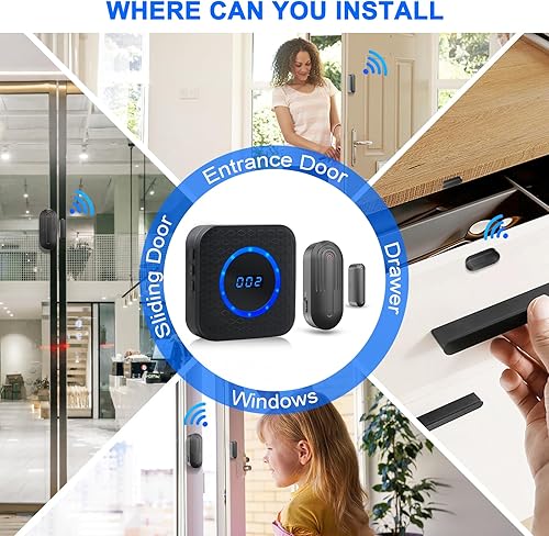 Miniatura 7 de Timbre de puerta inalámbrico para negocios al entrar en las campanas de puerta cuando la puerta se abre para la puerta del hogar, timbre con sensor