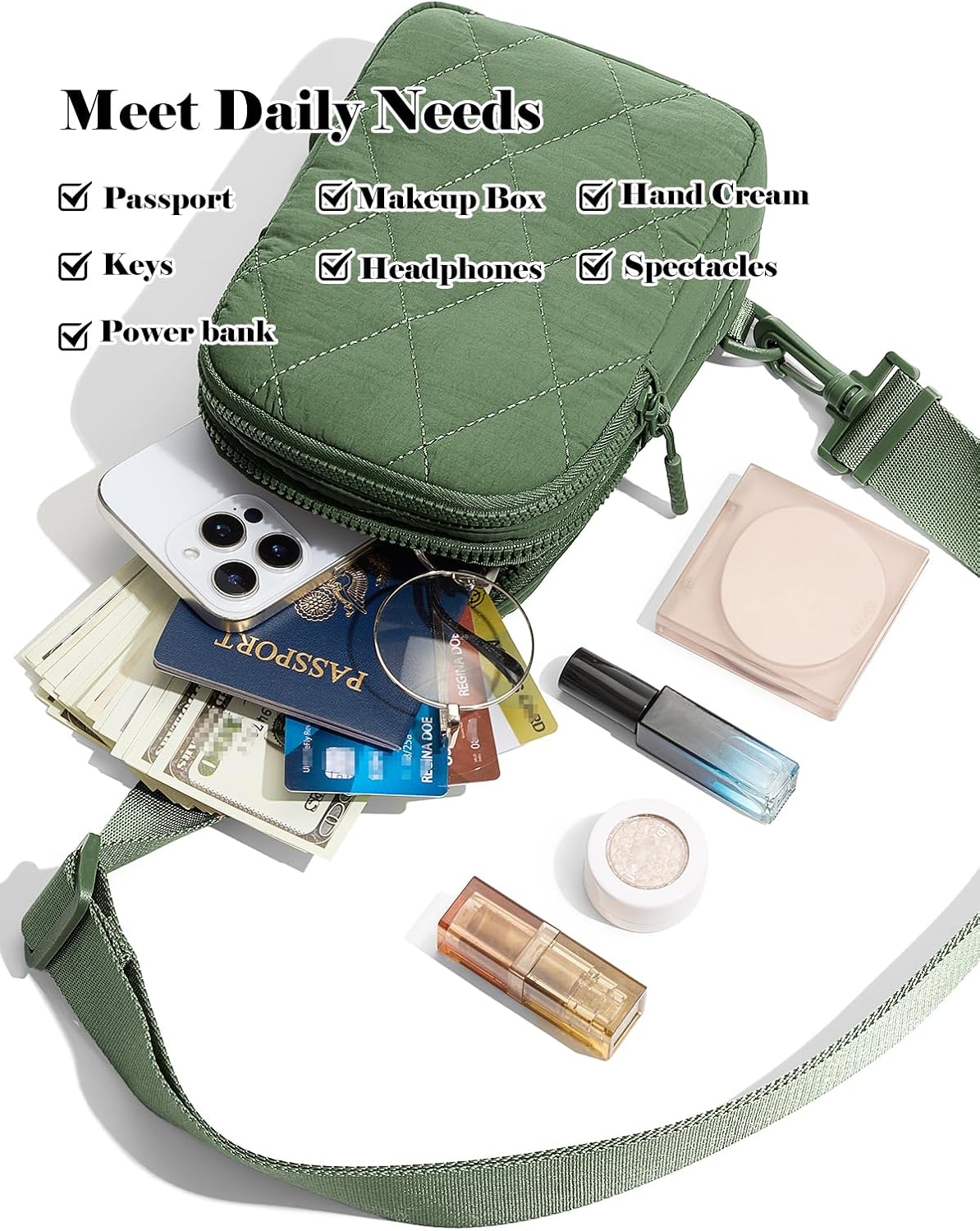 Quilted Puffer Sling Bag for Women Small Backpack Crossbody Chest Bag Fanny Packs Purses for Casual Traveling Hiking - Image 5