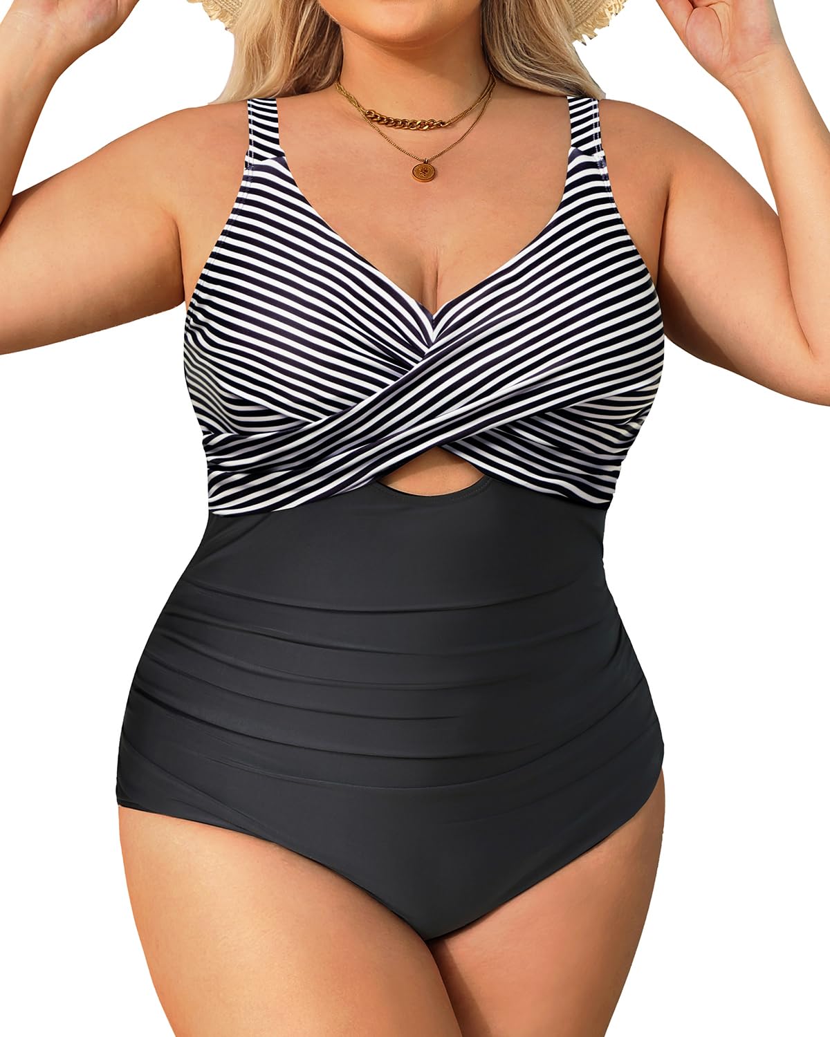 Daci Plus Size One Piece Swimsuits - Tummy Control Bathing Suit for Women Cutout Swimwear