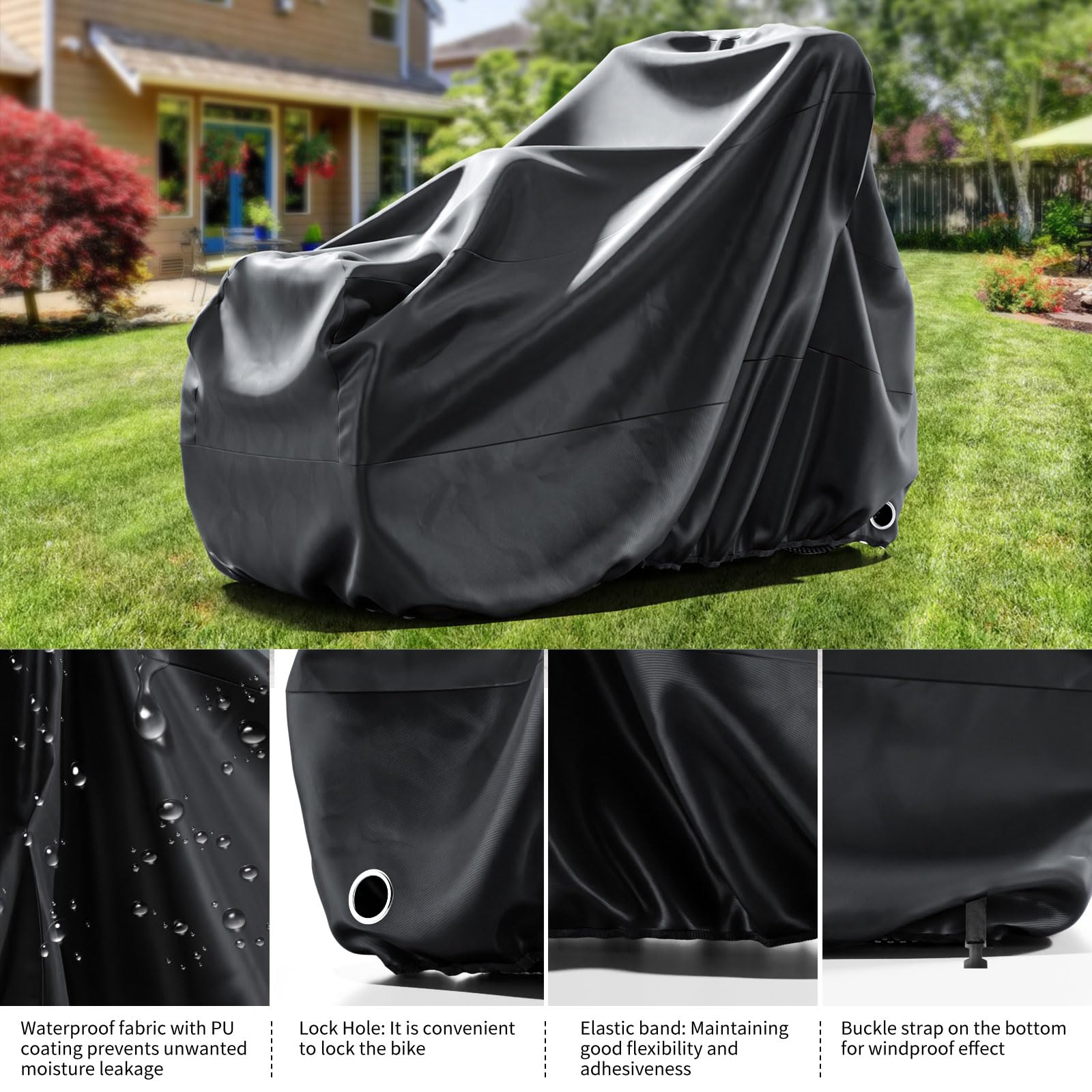 NAIZEA Adult Tricycle Cover Trike Cover, Electric Tricycle Bike Covers Outdoor Storage Waterproof, Heavy Duty Ripstop Material, Rain Sun UV Dust Wind Proof with Lock Hole & Storage Bag